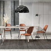 定制轻奢餐椅简约现代书桌椅咖啡厅休闲餐桌椅欧式设计金属皮革艺