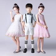 六一儿童礼服背带套装花童演出服钢琴男童表演走秀合唱女童公主裙