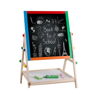 彩色实木双面磁性儿童画板画架 写字板小黑板支架式 宝宝画画板