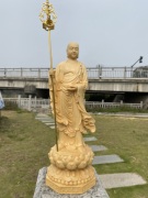 黄杨木(黄杨木)地藏王木雕佛像，摆件佛堂佛龛，神像供奉家居红木装饰品