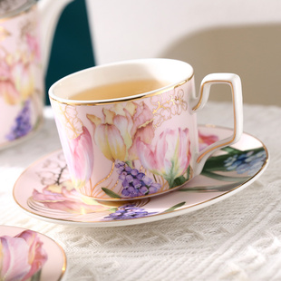 法式优雅郁金香陶瓷咖啡杯套装咖啡杯碟小奢华精致茶杯咖啡杯带勺
