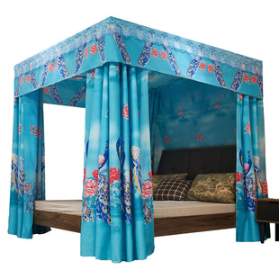 床帘蚊帐一体式家用卧室公主风带，落地加粗支架全遮光床幔1.5m1.8m
