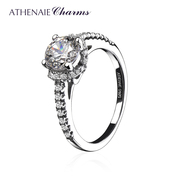 ATHENAIE925银闪亮戒指女简约个性钻戒指环情侣女士戒指戒子