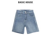 Basic House/百家好高腰a字牛仔短裤女2024夏季设计感短裤子