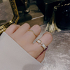 白色珠光滴釉字母h戒指，微镶锆石轻奢气质，淑女开口戒小众设计指环