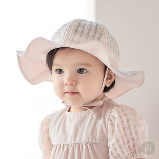 韩国进口女宝宝帽子，春夏款薄款可爱女童遮阳帽，出游女婴幼儿渔夫帽