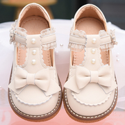 女童公主鞋儿童皮鞋，洛丽塔小女孩鞋子童鞋真皮，软底白色宝宝单鞋春