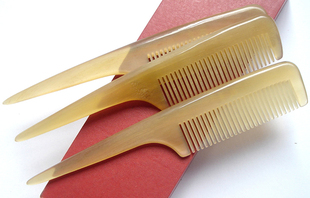 有不影响使用微瑕白角挑发梳黄牛角梳子分头缝绑辫子细齿密齿