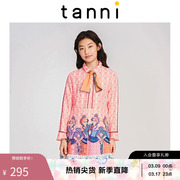 tanni女装夏季喇叭长袖，设计感印花连衣，裙子商场同款ti31dr393a