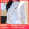 2023秋冬白色t恤女长袖纯色圆领，大码纯棉修身显瘦加厚加绒打底衫