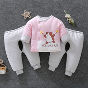 婴儿棉衣套装加厚冬0-1岁女宝宝冬装男三件套棉袄3-6个月新生