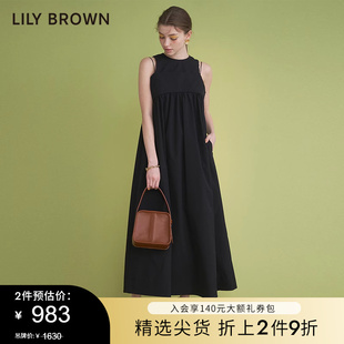lilybrown春夏款可爱无袖，高腰吊带假两件连衣裙lwfo232114
