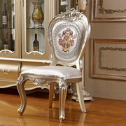 欧式餐桌椅小户型实木餐台奢华香槟色，圆形餐桌椅组合六人