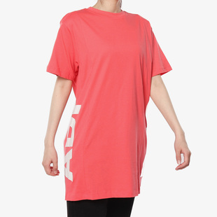Adidas/阿迪达斯 女子宽松透气休闲字母中长款短袖T恤 DV0751