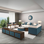 新中式实木沙发组合现代简约客厅布艺办公室禅意大小户型轻奢家具