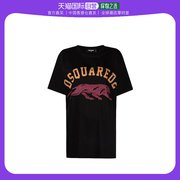 香港直邮Dsquared2 黑色猎豹印花超大款T恤 S75GD0202S23009短袖