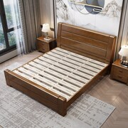 现代简约全实木床18米双人主卧室15中式橡木储物高箱大床经济型