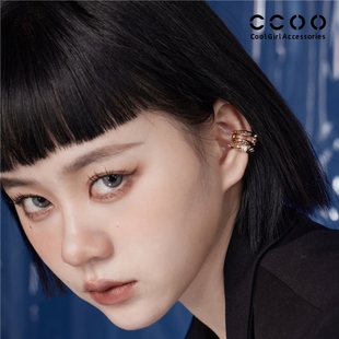 cc&oo荆棘螺钉系列三层，耳夹女无耳洞耳钉个性，暗黑耳环耳骨夹耳饰