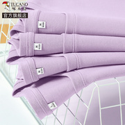 啄木鸟紫色短袖t恤女装夏季小个子上衣2024宽松纯棉正肩半袖X