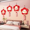 2023兔新年福字墙贴纸装饰卧室，房间床头背景墙面布置用品门牌挂件