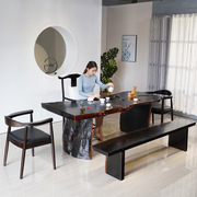 新中式实木喝茶桌椅组合功夫禅意泡茶桌茶台茶几2米大板桌大班台