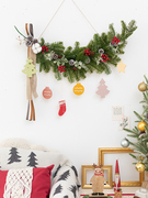 阿楹创意圣诞装饰藤条，门头墙面挂件，北欧橱窗场景布置松针挂饰品