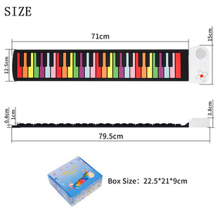 手卷钢琴49键电子琴，便携式折叠初学者键盘乐器，儿童成人用电子钢琴