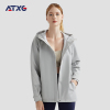 ATXG灰色梭织外套女春夏运动户外徒步防风防水风衣简约连帽上衣