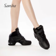 三沙（sansha）成人运动舞蹈鞋真皮中帮中跟气垫软底广场舞现代舞