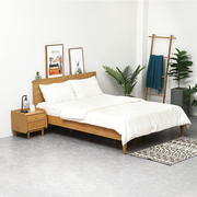 实木床1.81.5米简约橡，木床小h代现户型双人床主卧轻奢家