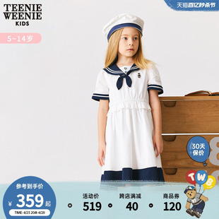 TeenieWeenie Kids小熊童装女童23年夏款复古海军领短袖连衣裙