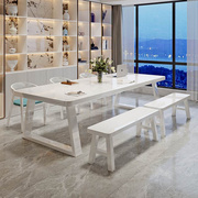 实木轻奢客厅大书桌餐桌一体钢琴级烤漆白色中岛展示桌家用办公桌