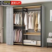 简易衣柜家用卧室钢木组合现代简约布衣柜，出租房加厚加粗收纳衣
