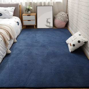 短毛客厅茶几地毯满铺大面积卧室床边毯儿童房间爬行垫定制深蓝色