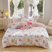 少女心kitty猫纯棉，四件套可爱卡通全棉，床上三件套1.5m1.8床单床品