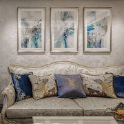 欧美原版画芯现代美式轻奢客厅三联装饰画玄关抽象挂画绿松石