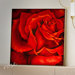 红色玫瑰花客厅沙发背景墙高级感装饰画餐厅壁画主卧卧室床头挂画