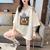 小个子短袖t恤女夏韩版宽松大码中长款设计感小众华夫格半袖上衣