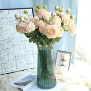5枝装仿真玫瑰花束，3头牡丹家居客厅落地装饰干花假花绢花摆件