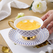 高档骨瓷咖啡杯家用下午茶杯碟，茶杯套装英式优雅金边骨瓷花茶杯