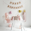 女宝宝一周岁生日布置餐椅纱裙，装饰拉旗可爱公主粉色派对场景装扮