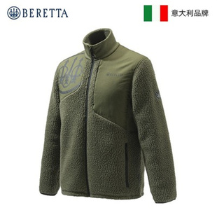 意大利beretta贝瑞塔绿色抓绒，夹克男士休闲保暖外套加厚绒衣