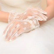 新娘手套蕾丝红色白色结(白色结)婚纱，礼服旗袍短款手套影楼旅拍婚礼仪手套