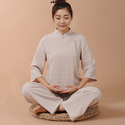 中式印度瑜伽服套装古典打坐健身练功服表演茶服禅修服女秋冬棉麻