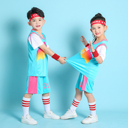 儿童篮球运动套装男童训练服夏季幼儿园假两件球衣中童女孩表演服
