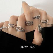 夸张戒指女s925纯银食指 时尚个性 小众设计冷淡简约质感朋克指环