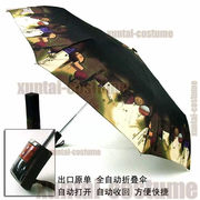 铝合金umberlla女士三折叠全自动油画伞太阳伞 防晒防紫外线