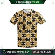 香港直邮versacejeans男士黑色，巴洛克印花t恤b3gna7s0-17876-8