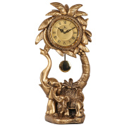 摆钟桌面摆台式大象座钟钟表摆件，欧式家用客厅复古时尚台钟时钟大