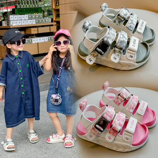 儿童半包头防踢凉鞋，2024年夏季女童鞋，韩版男童软底防滑沙滩鞋